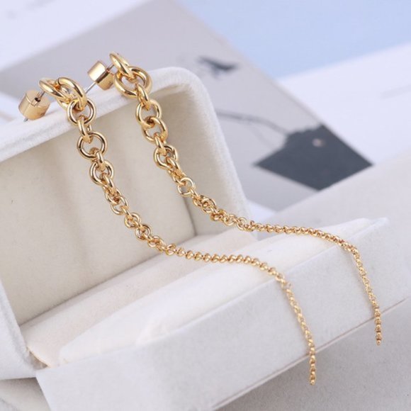 Michael Kors Fringe Metal Chain Long Earrings - Picture 5 of 9